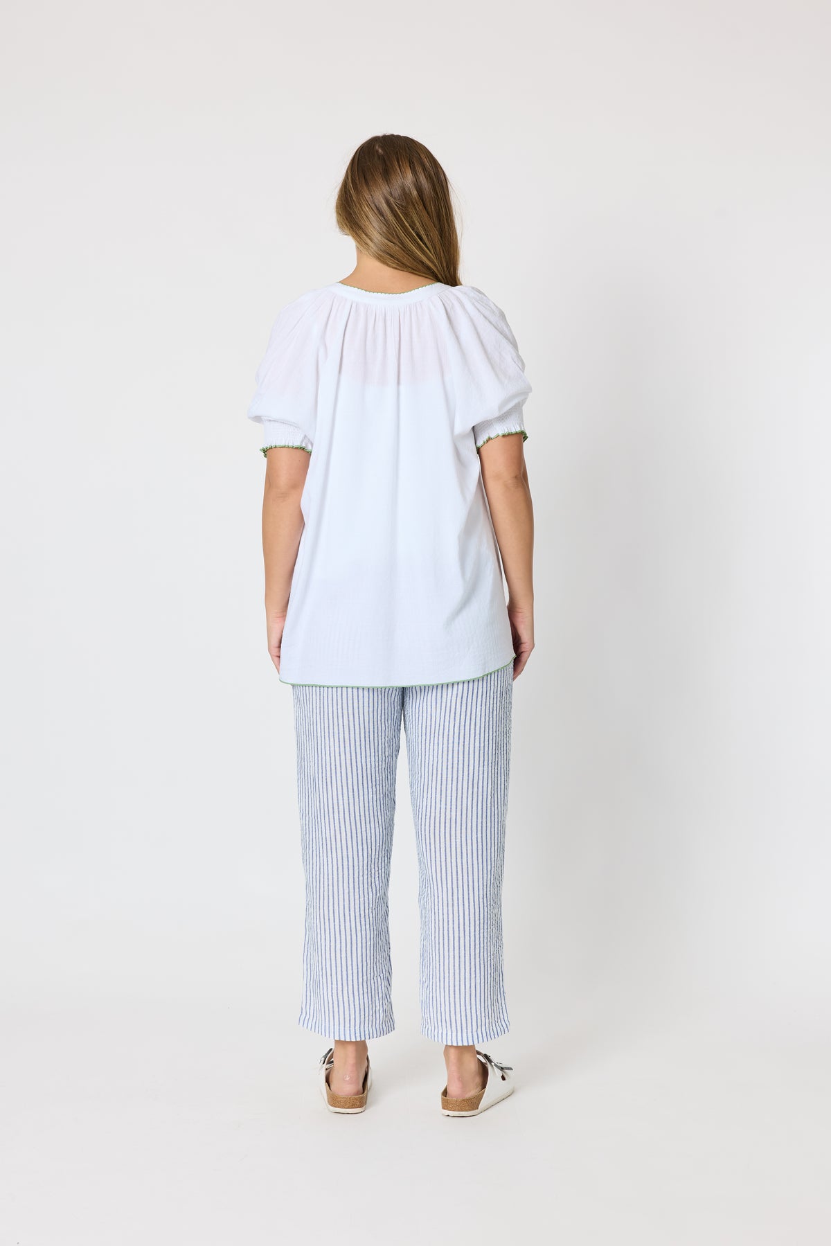 Amalfi Stripe Pant - Azure/White