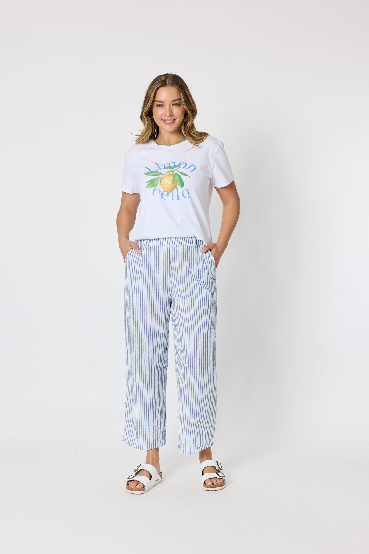 Amalfi Stripe Pant - Azure/White