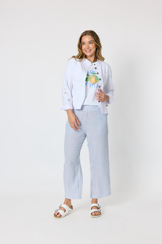 Amalfi Stripe Pant - Azure/White