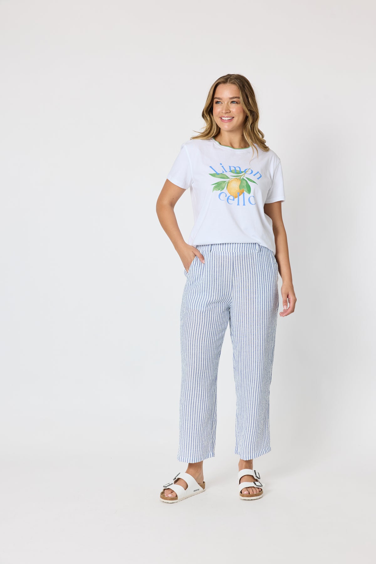 Amalfi Stripe Pant - Azure/White