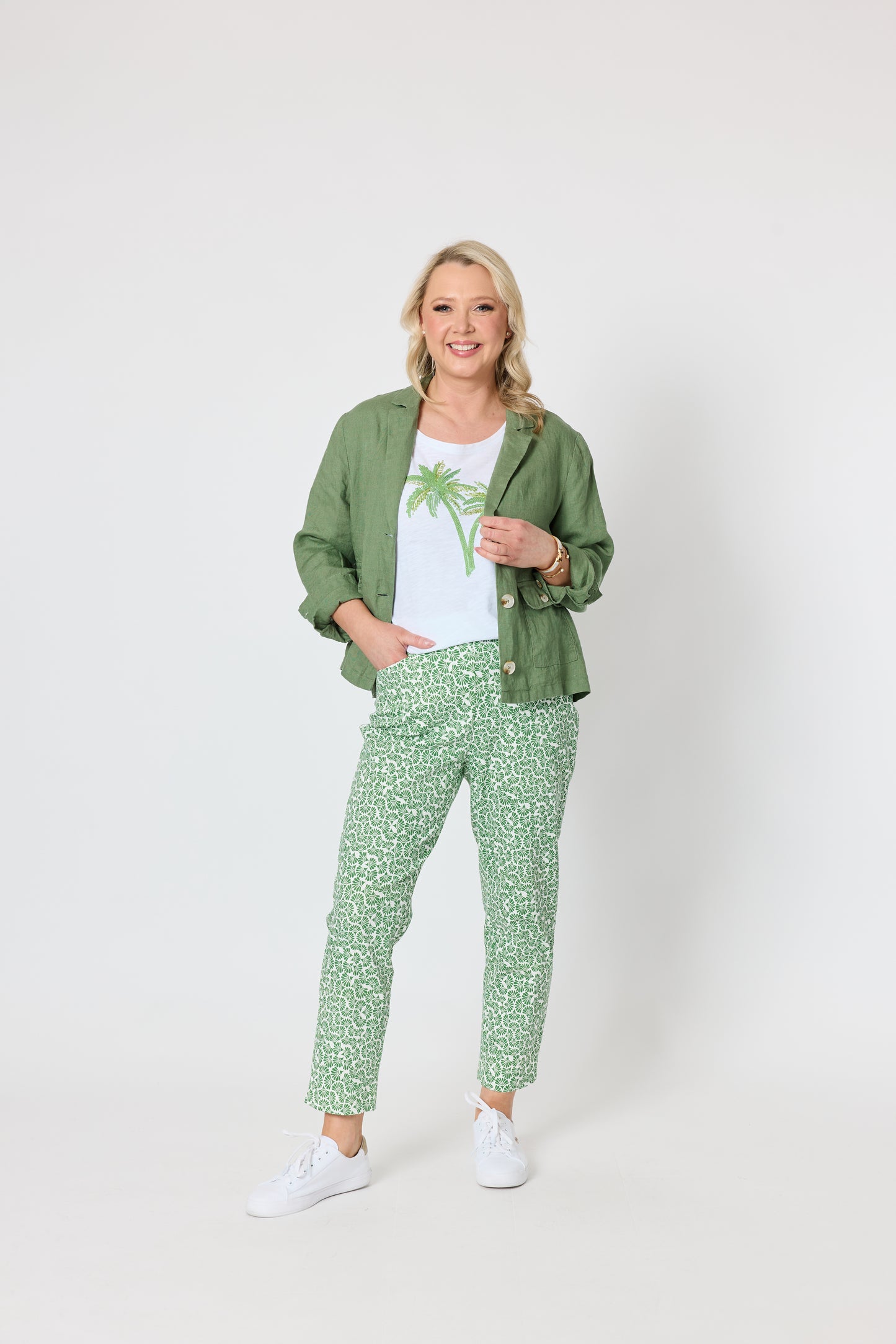 Oasis Print Pant - Fern