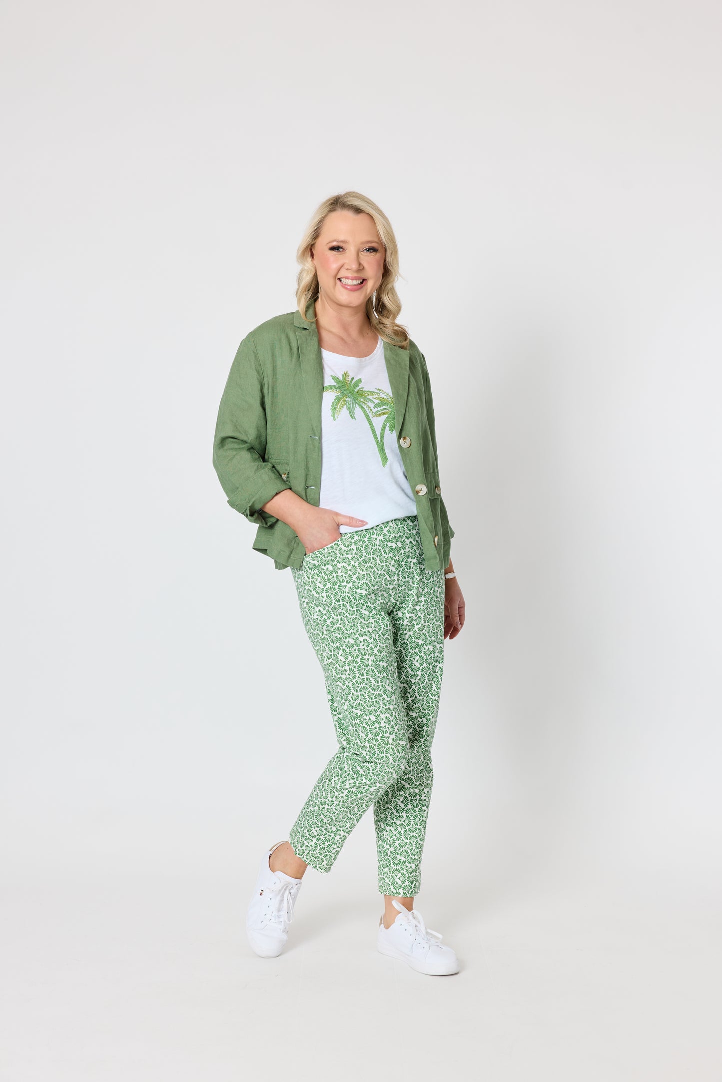 Oasis Print Pant - Fern