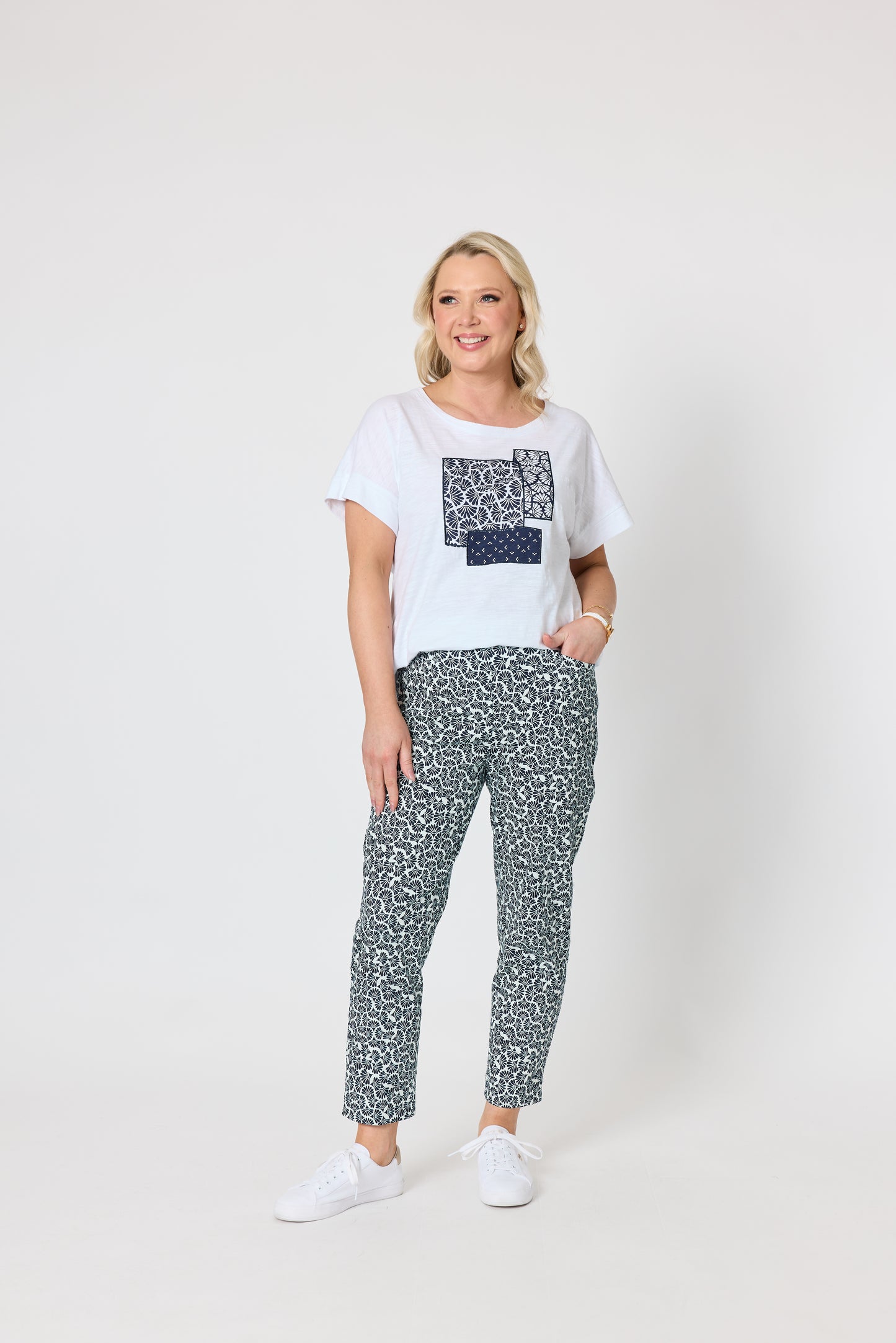 Oasis Print Pant - Navy