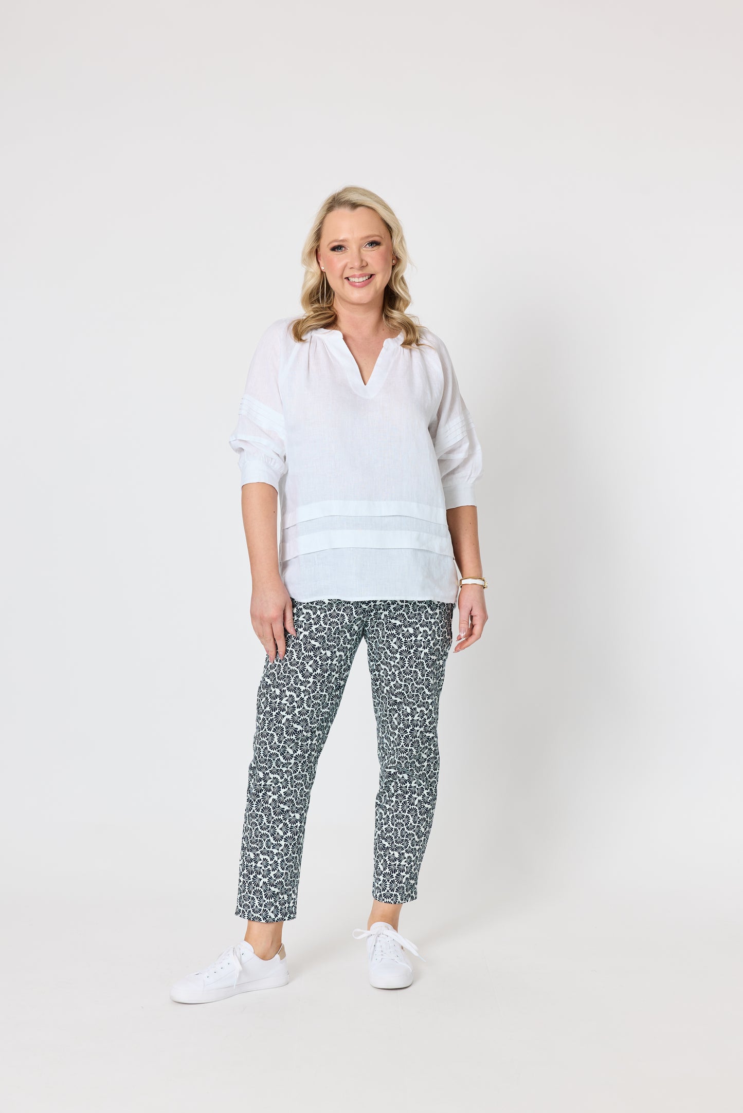 Oasis Print Pant - Navy