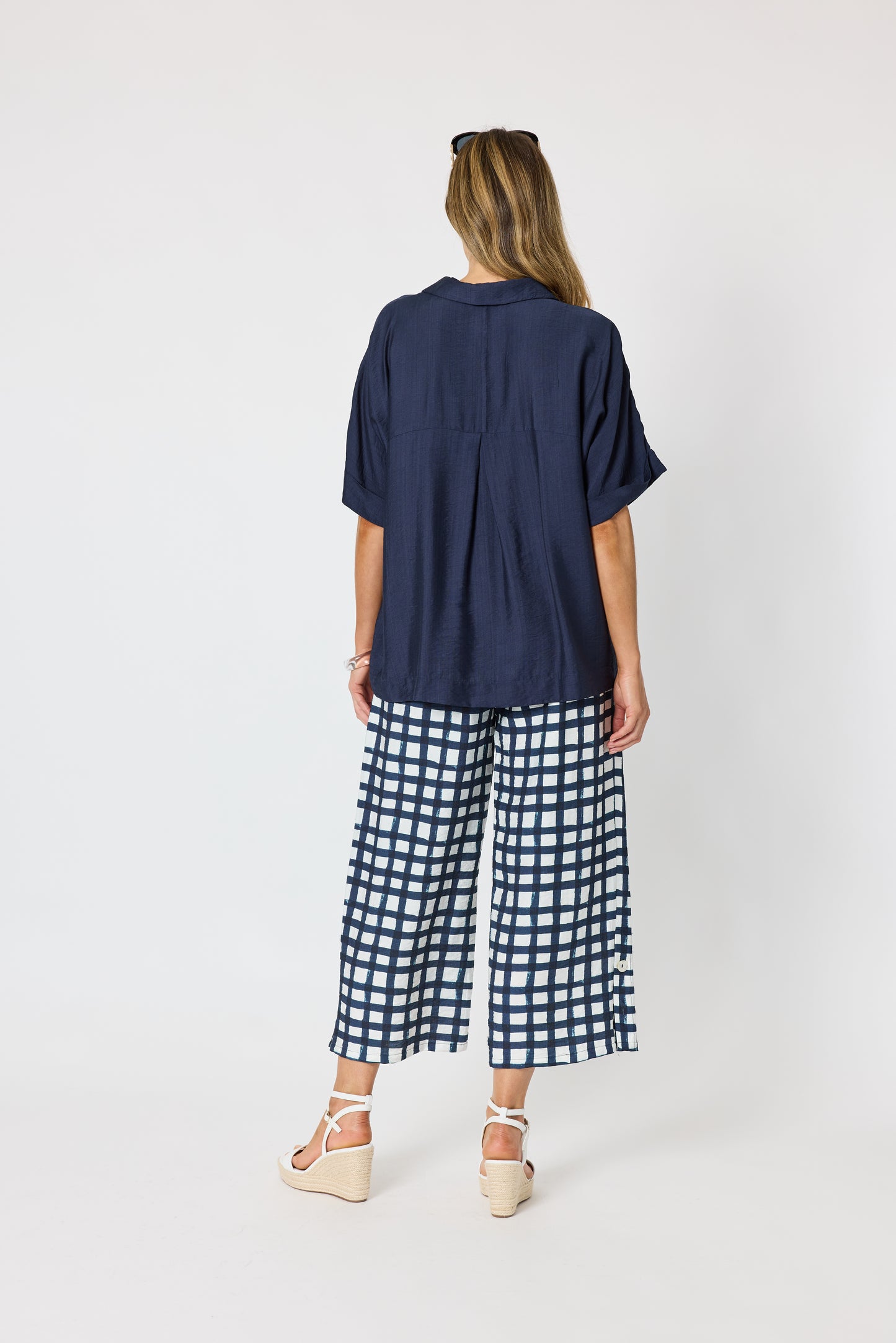 Monaco Grid Pant - Navy