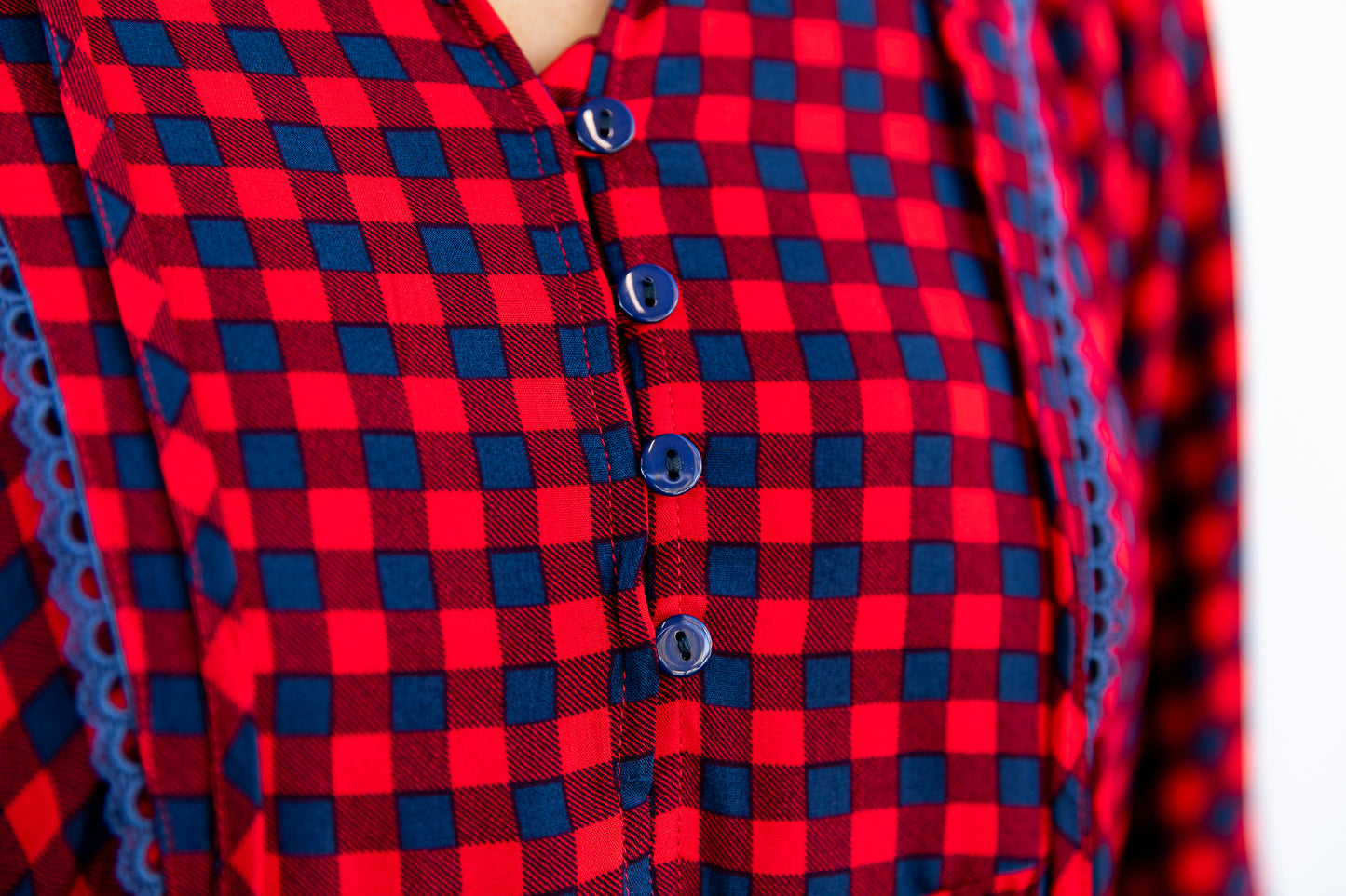The Wren Dress - Navy & Red Check
