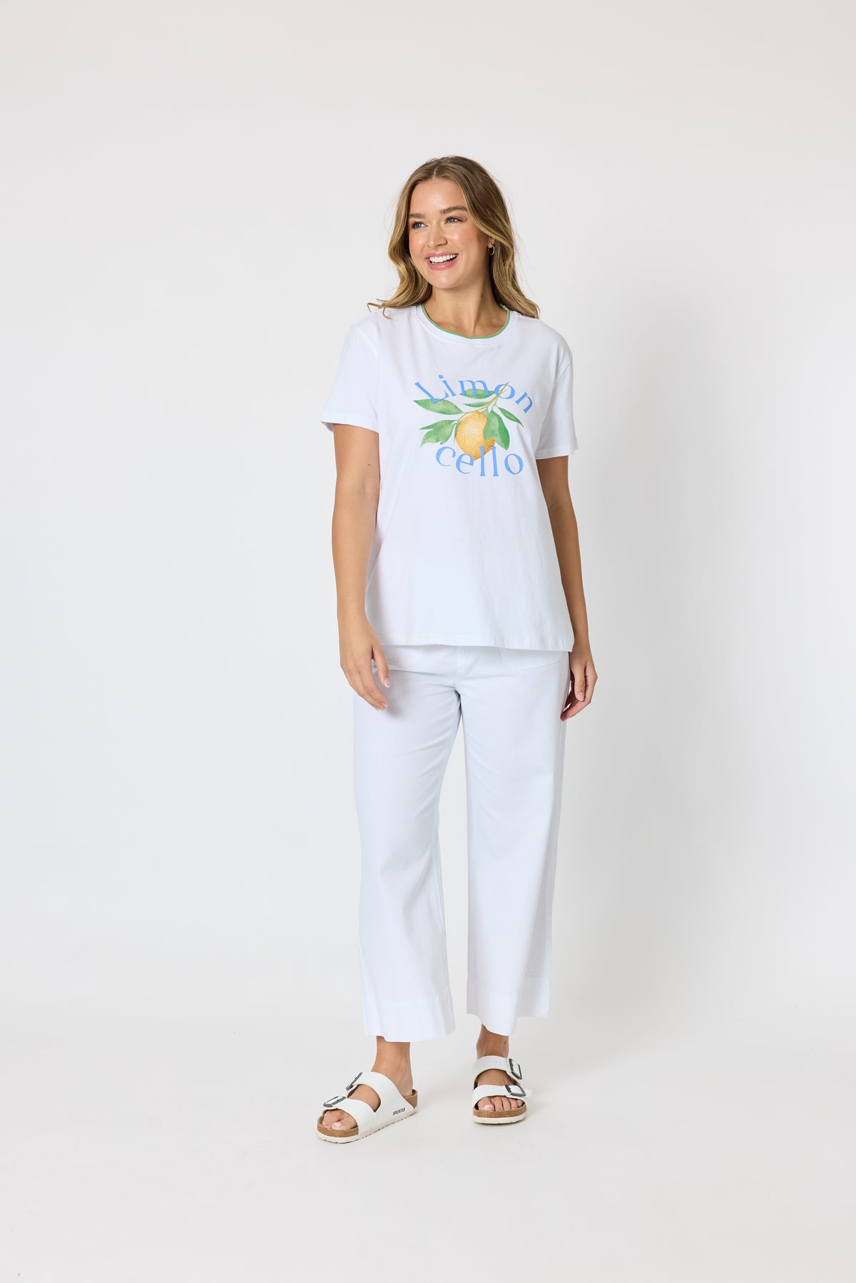 Limoncello Print Cotton Tee - White