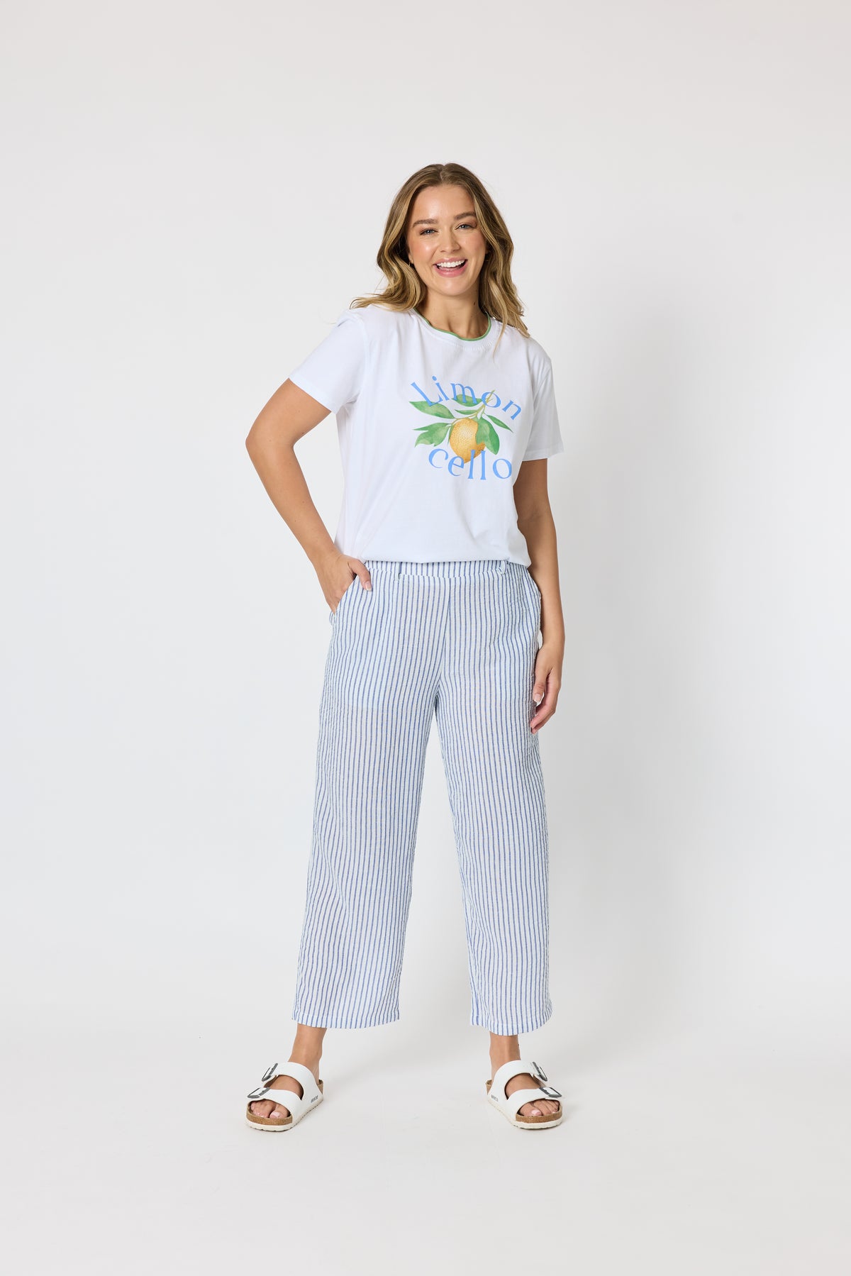 Limoncello Print Cotton Tee - White