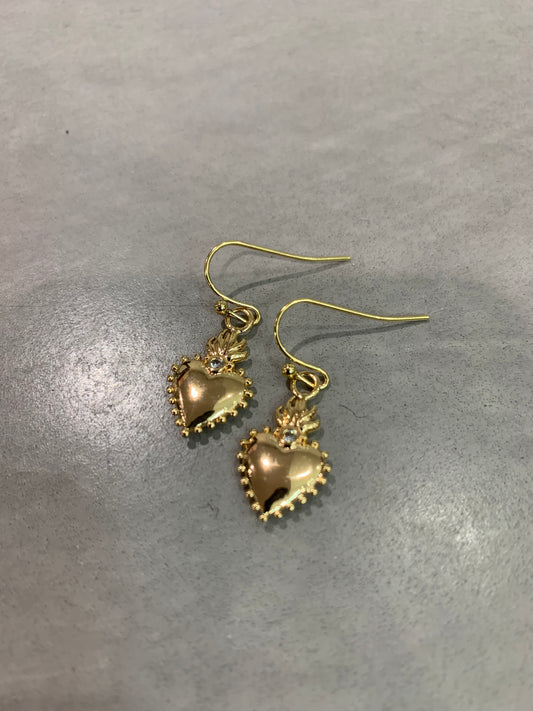 Heart Drop Earring - Gold Smooth Finish