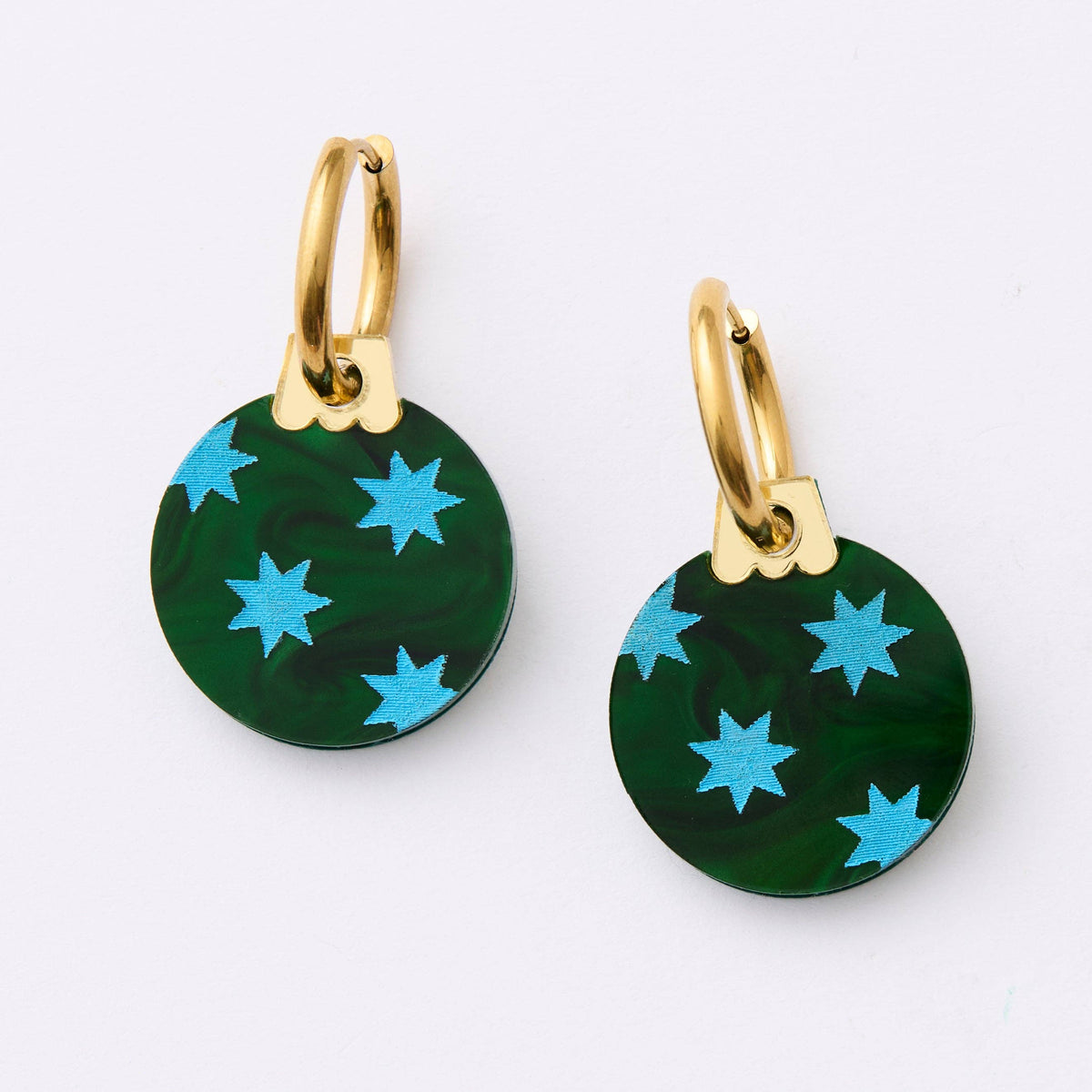 Round Baubles Earrings - Green/Blue