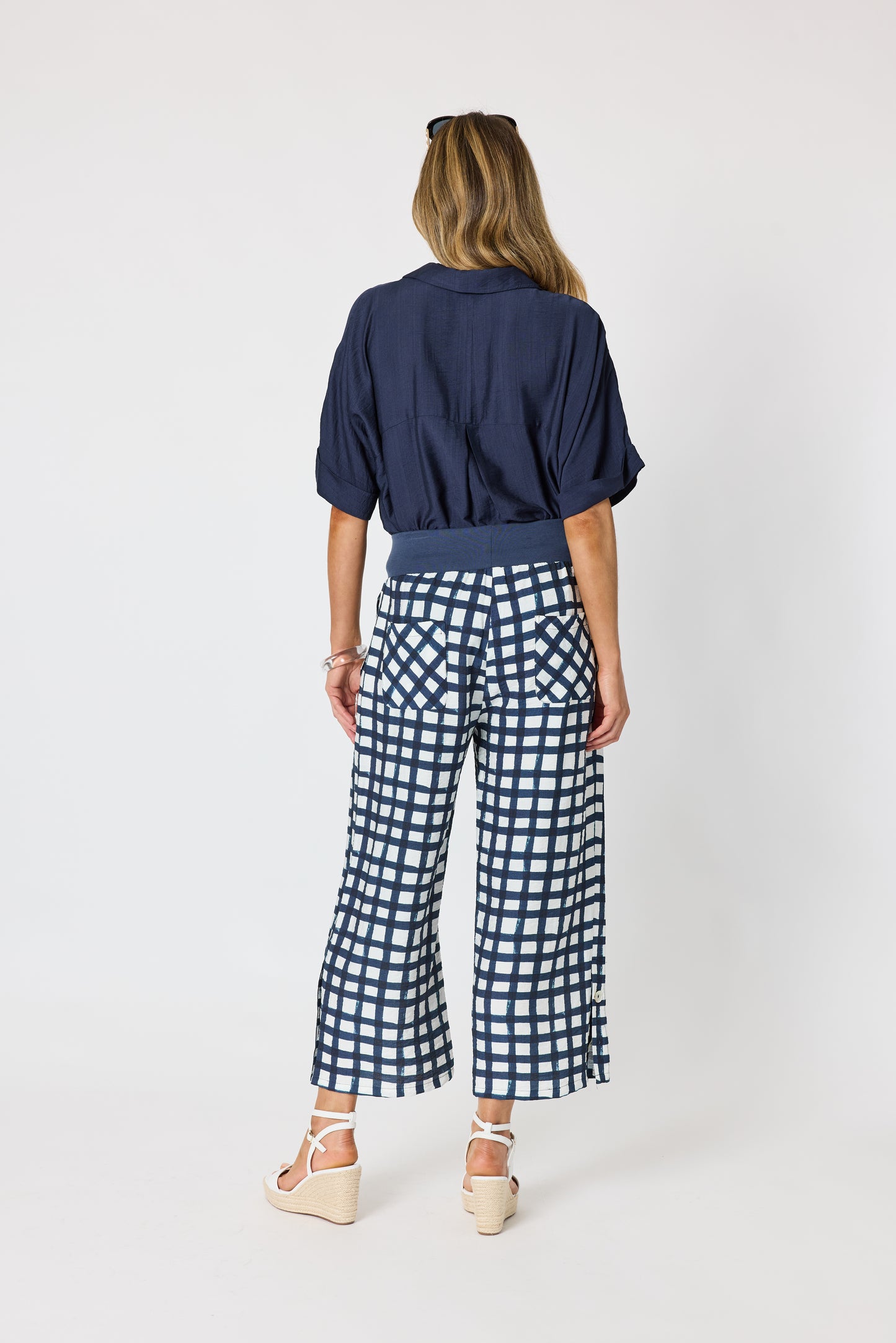 Monaco Grid Pant - Navy