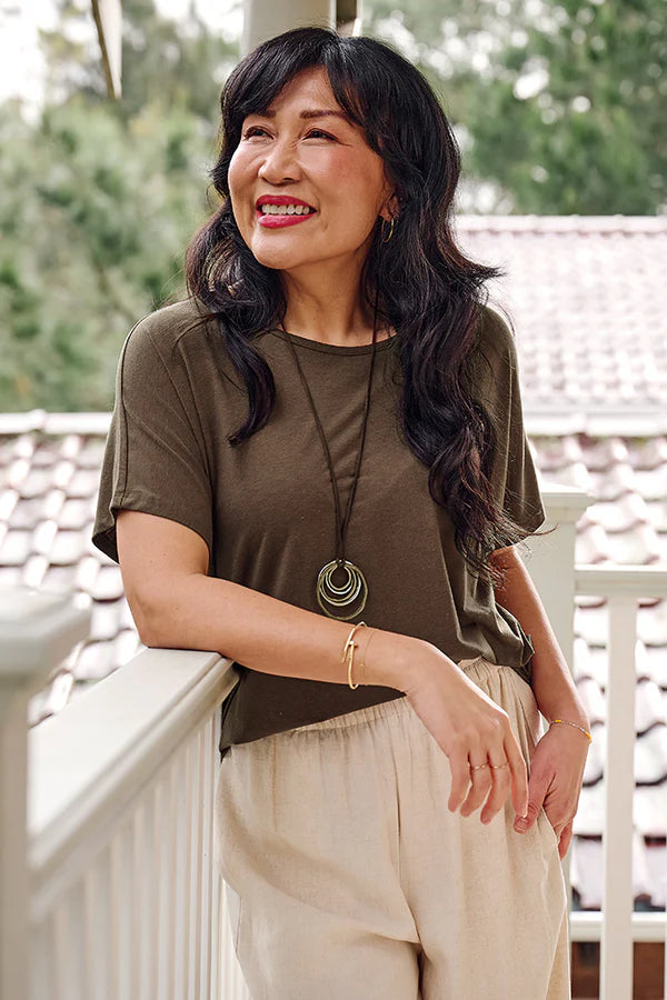 Bamboo Linen Pax Tee - Coffee