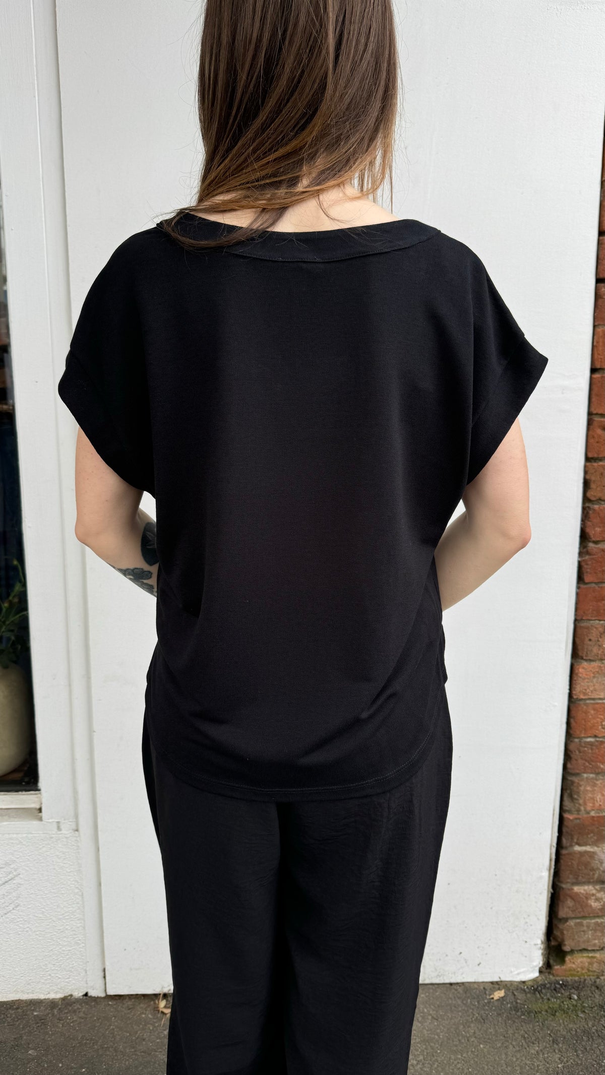 Paz Torras Mandarin Collared Tshirt - Black