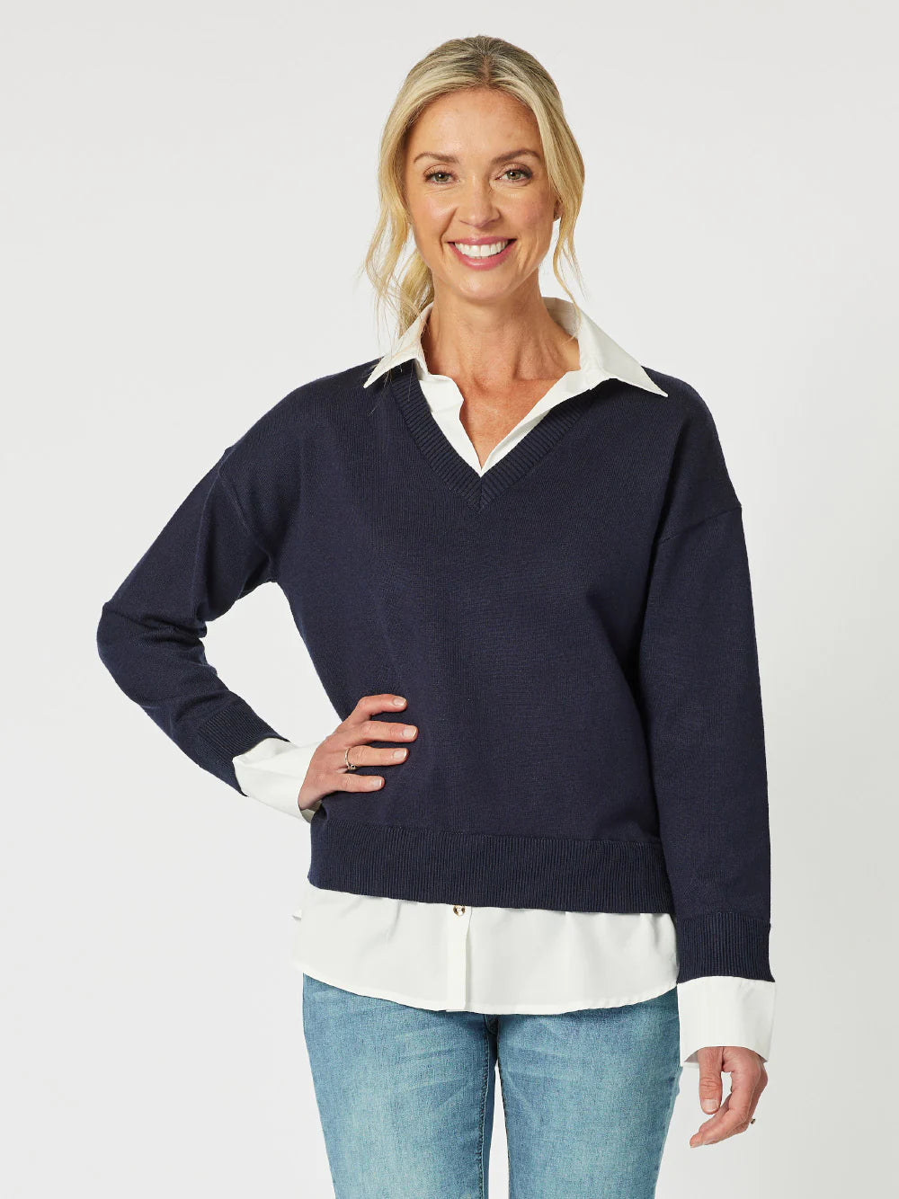 Dee 2 In 1 Jumper - Navy/White