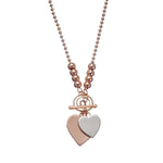 Allure Heart & Lock Necklace - Two Tone Rose Gold/ Silver