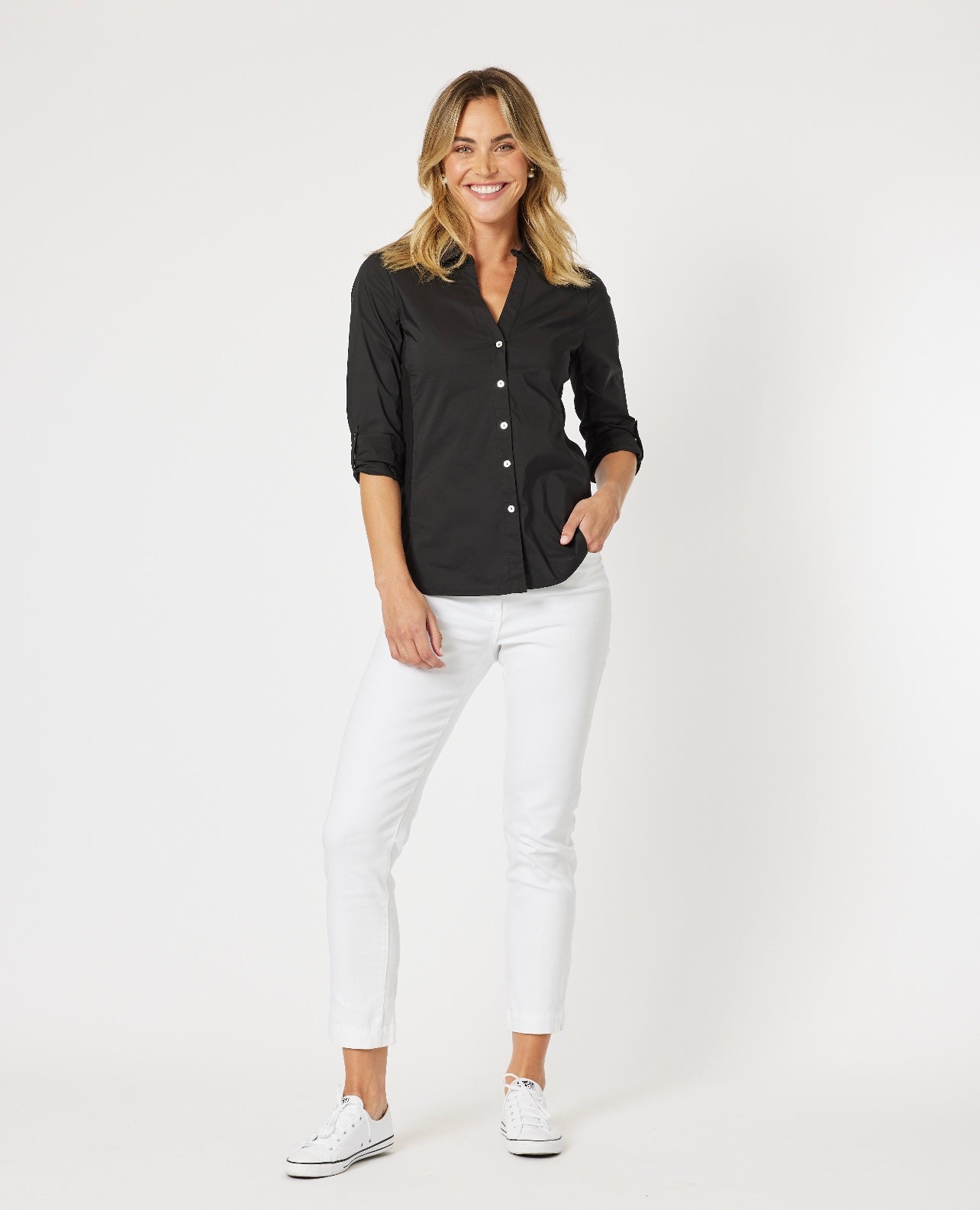 Emma Rib Detail Shirt - Black