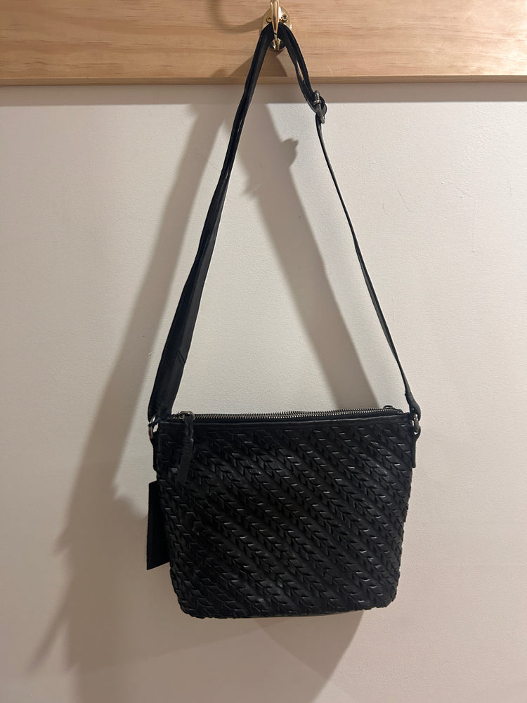 Sierra Woven Leather Bag - Black