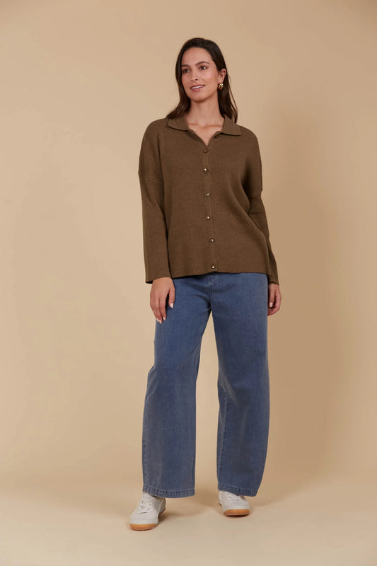 Tala Knit Shirt- Toffee
