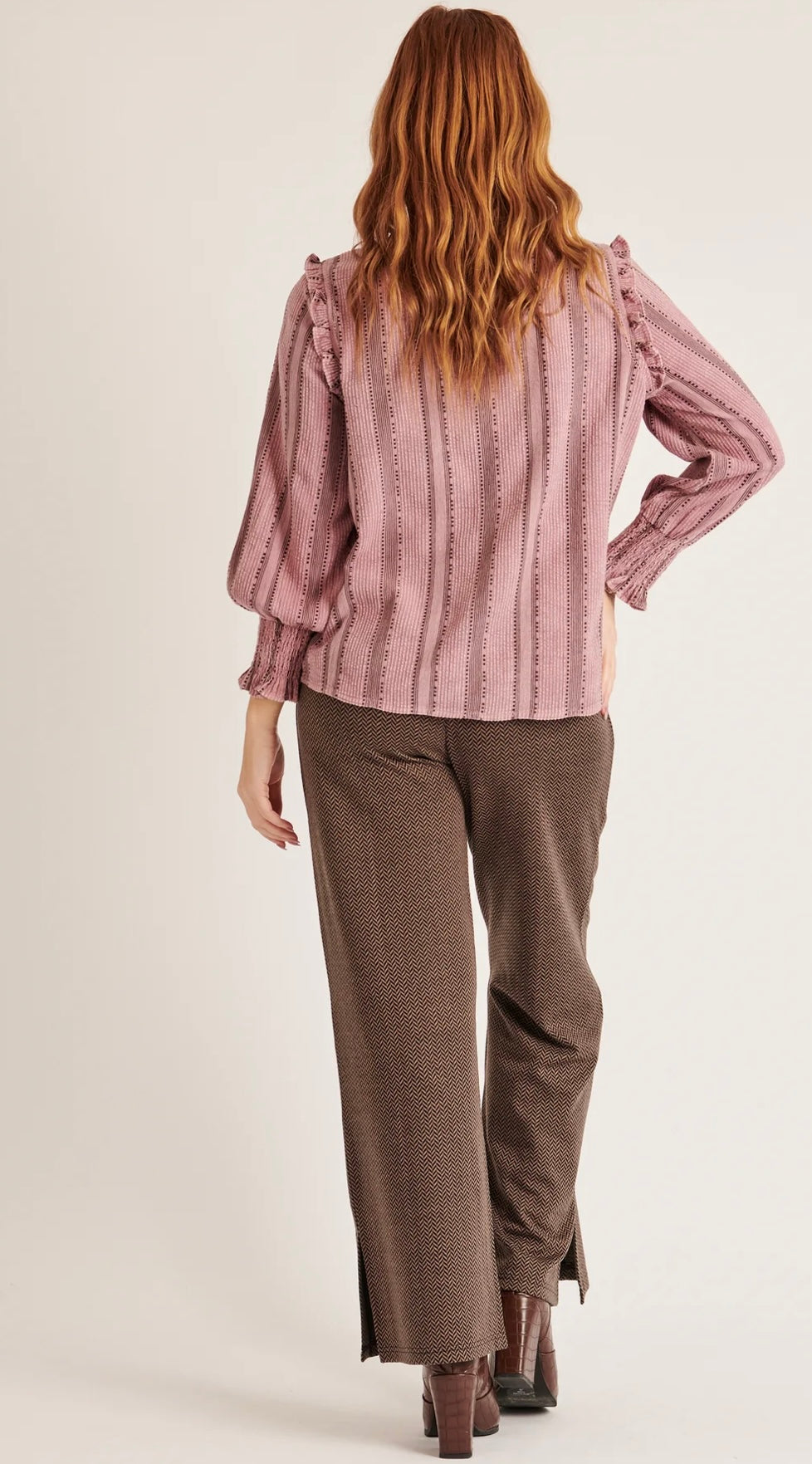 Frill Sleeve Blouse - Dusty Pink