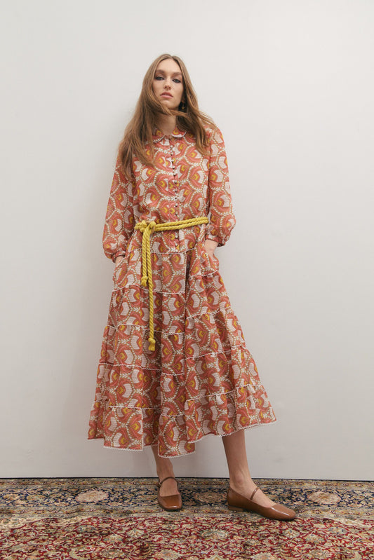 Grace Maxi Dress - Peach Peacock