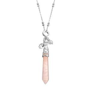 Allure Rose Quartz Necklace - Silver
