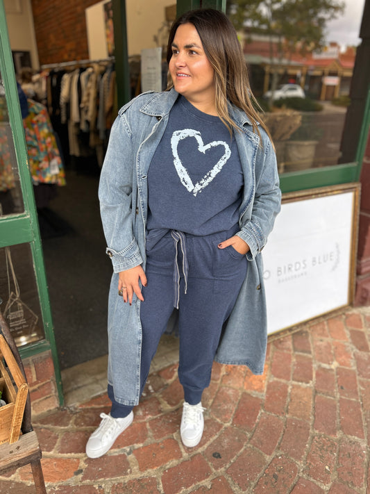 Heart Jumper- Navy