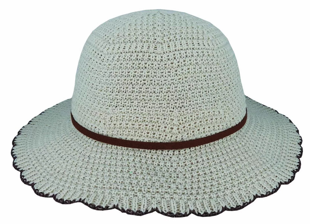 Cloche Scalloped Edge Hat - Natural