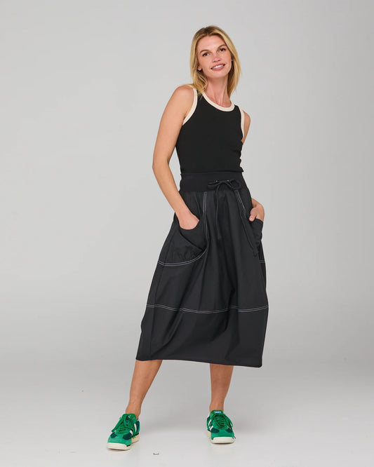 Guru Skirt - Black/White Stitch