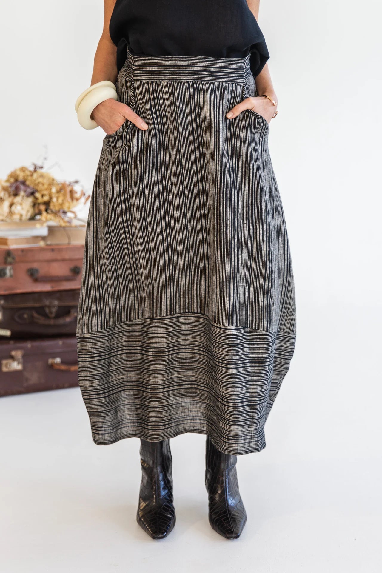 Eadie Skirt - Raven Stripe