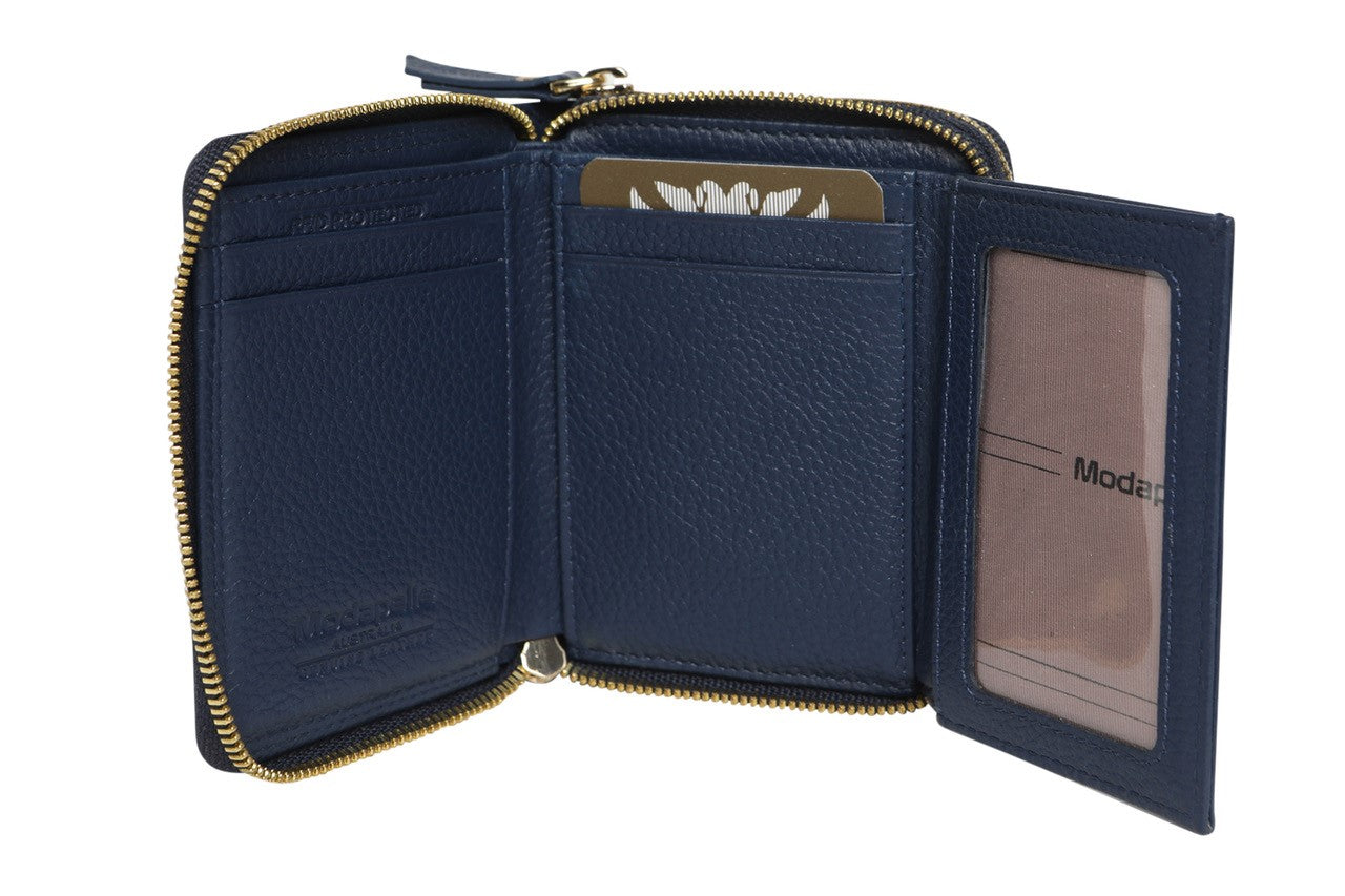 Multi Compartment Zip Coin Purse - Navy