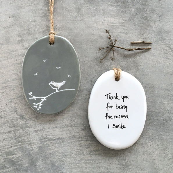 Oval Sgraffito Quote - Reason I Smile
