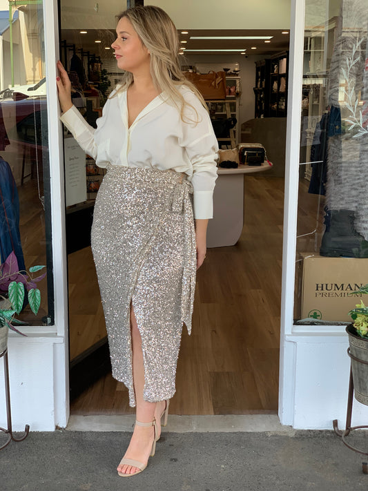 Sequin Maxi Wrap Jaspre Skirt