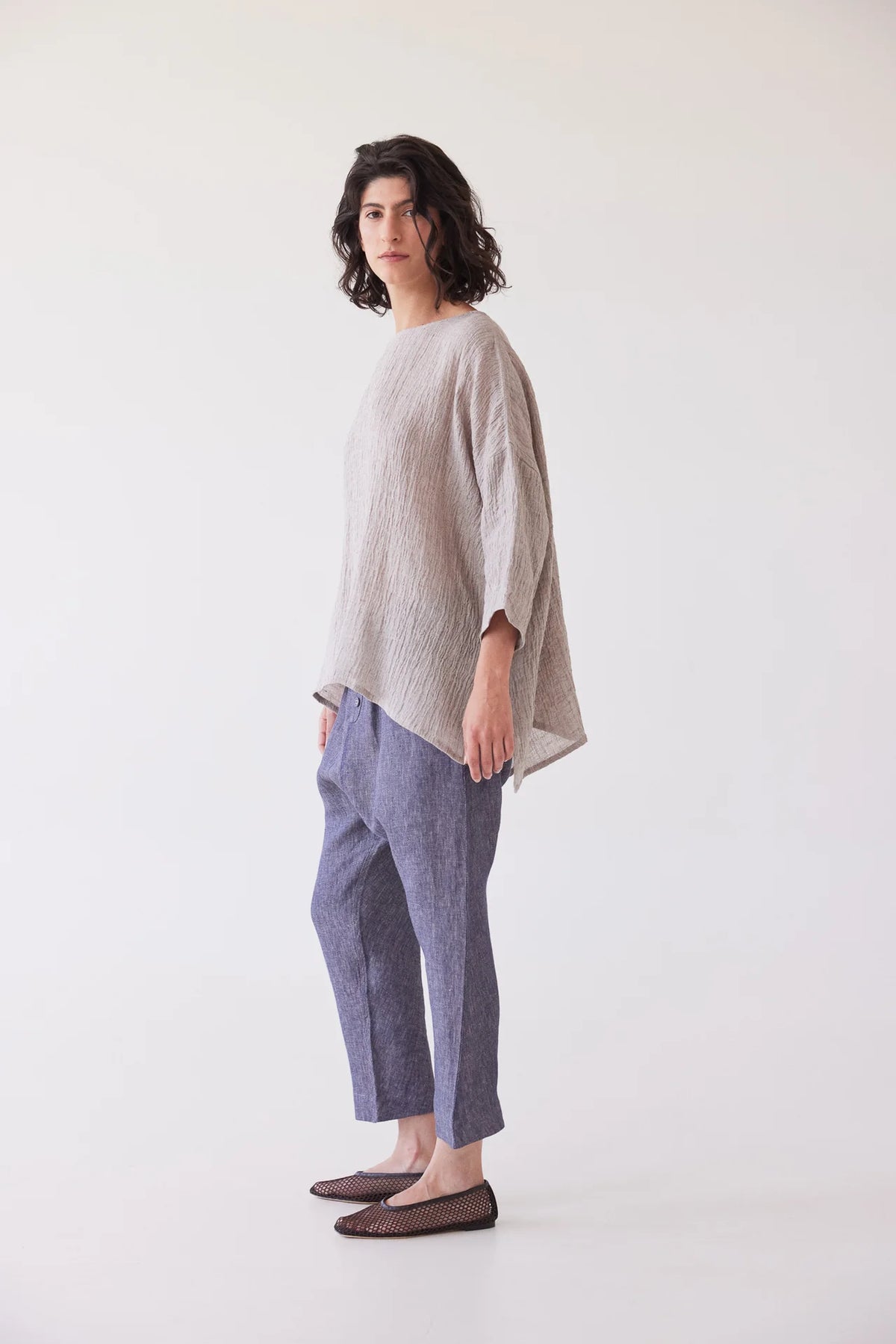 Eva’s Sunday - Harry Relaxed Top / Stone Gauze