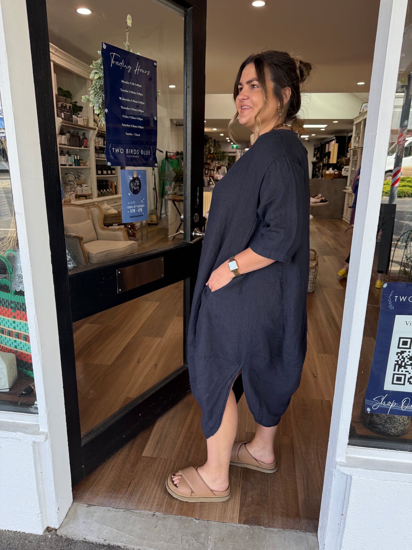 Scalloped Edge Dress - French Navy