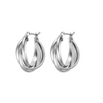 Allure Triple Twisted Earrings - Silver