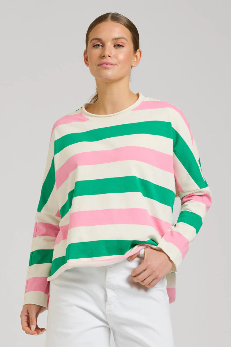 Raw Sweatshirt - Pink & Green