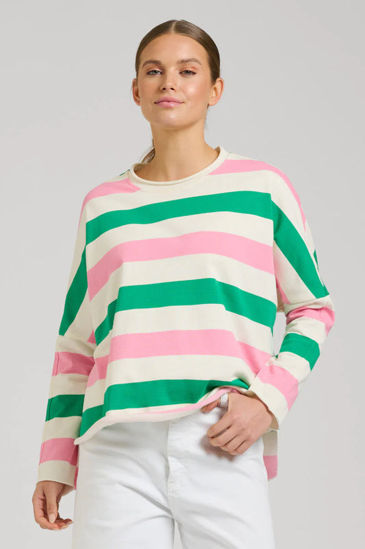 Raw Sweatshirt - Pink & Green