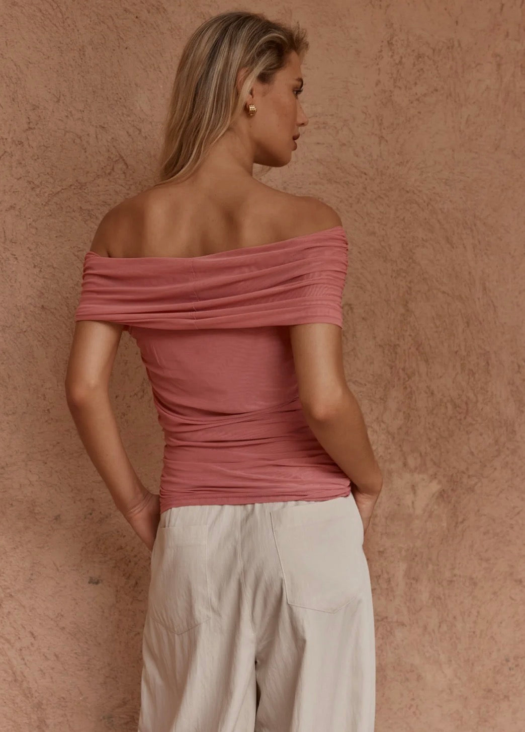 Jordan Off Shoulder Top - Burnt Pink