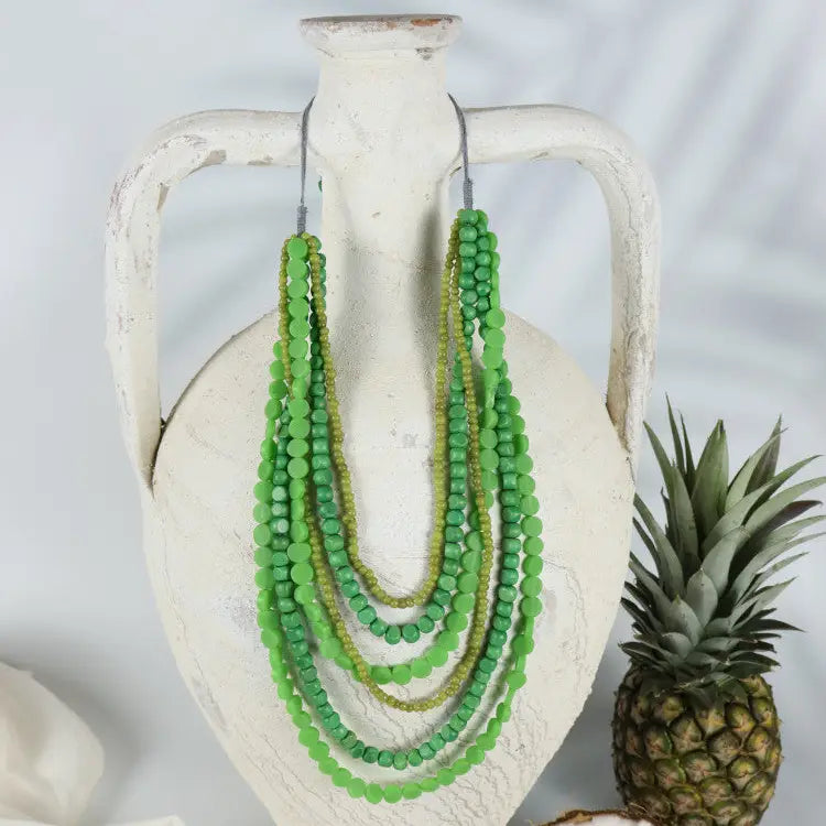 Timber Bead Necklace - Makawao - Rainforest