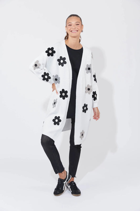 Delphi Cardigan White/Kohl One Size