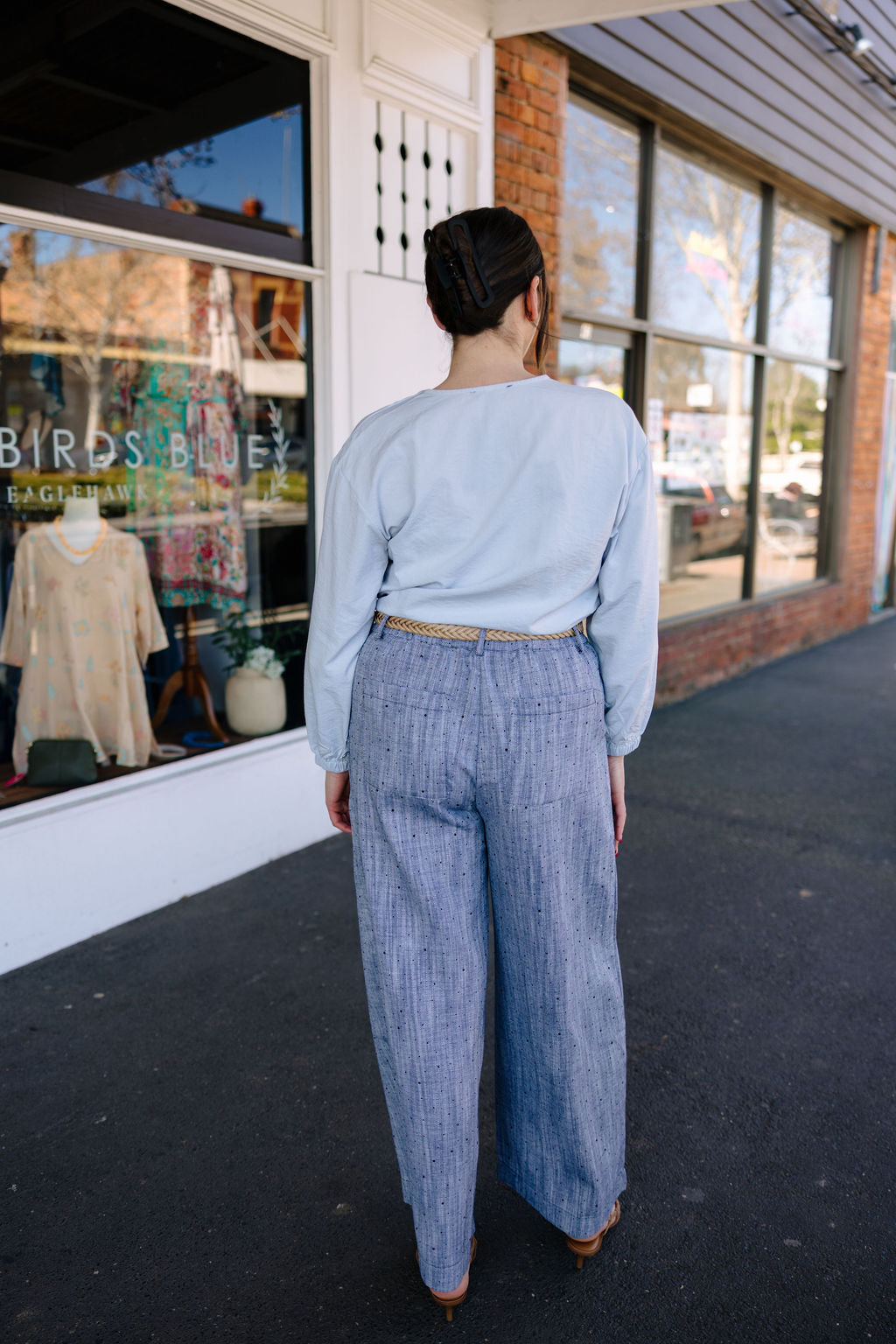 Button Front Top - Light Blue