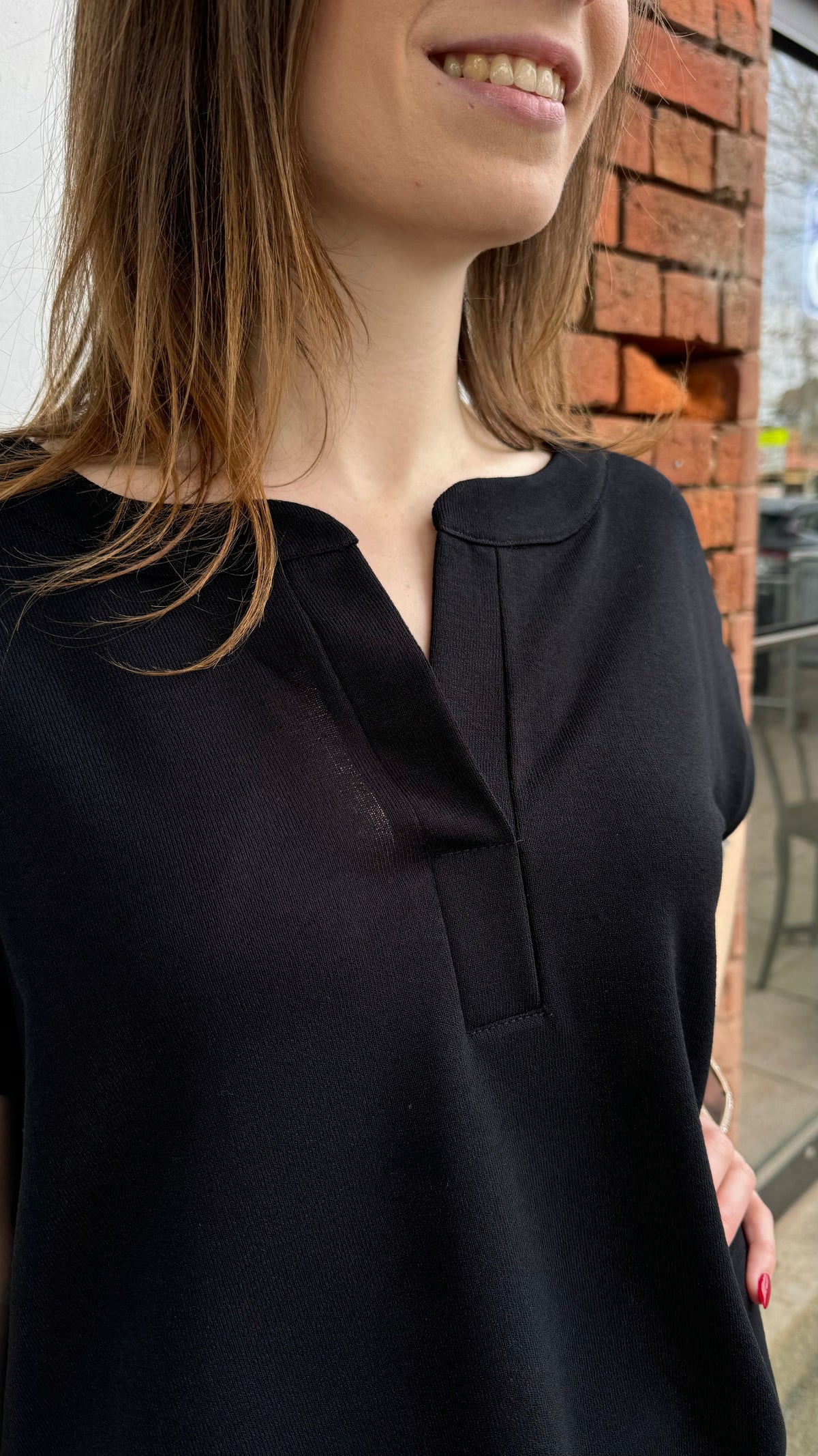 Paz Torras Mandarin Collared Tshirt - Black