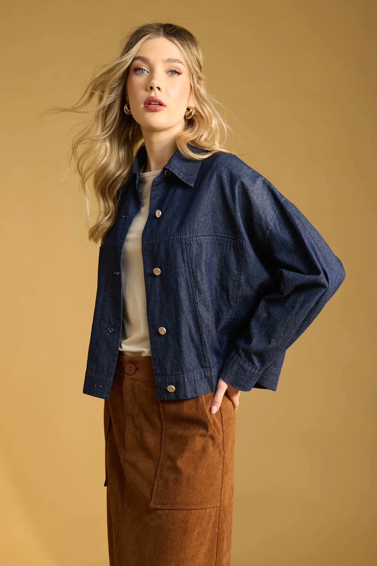 Austin Crop Jacket - Indigo