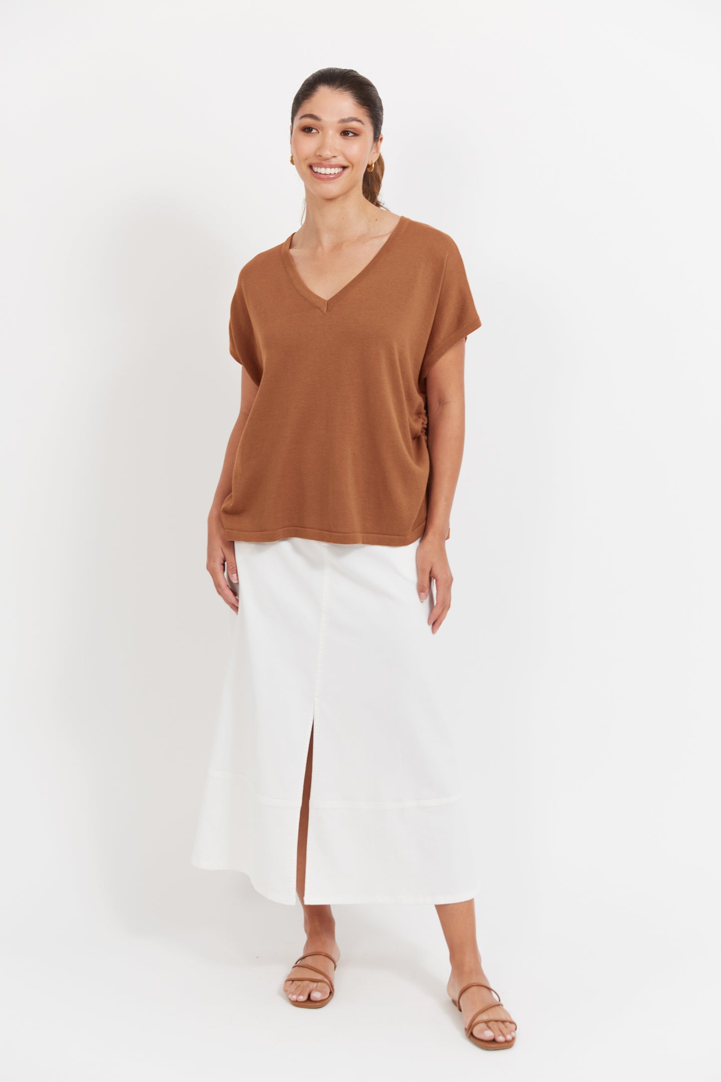 Haiti Tie Knit Top- Tan