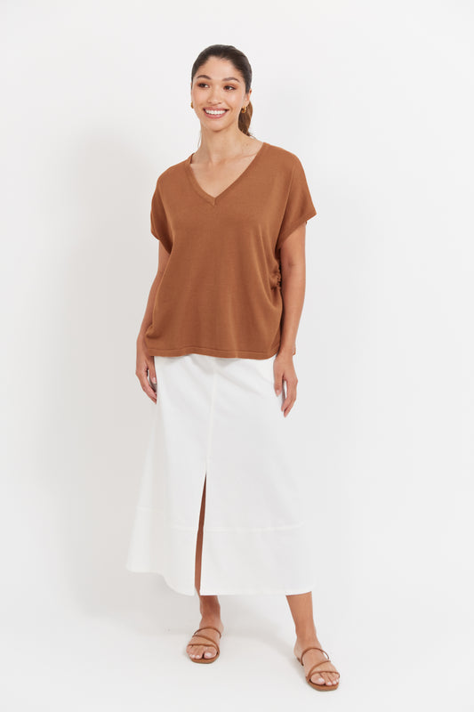 Haiti Tie Knit Top- Tan