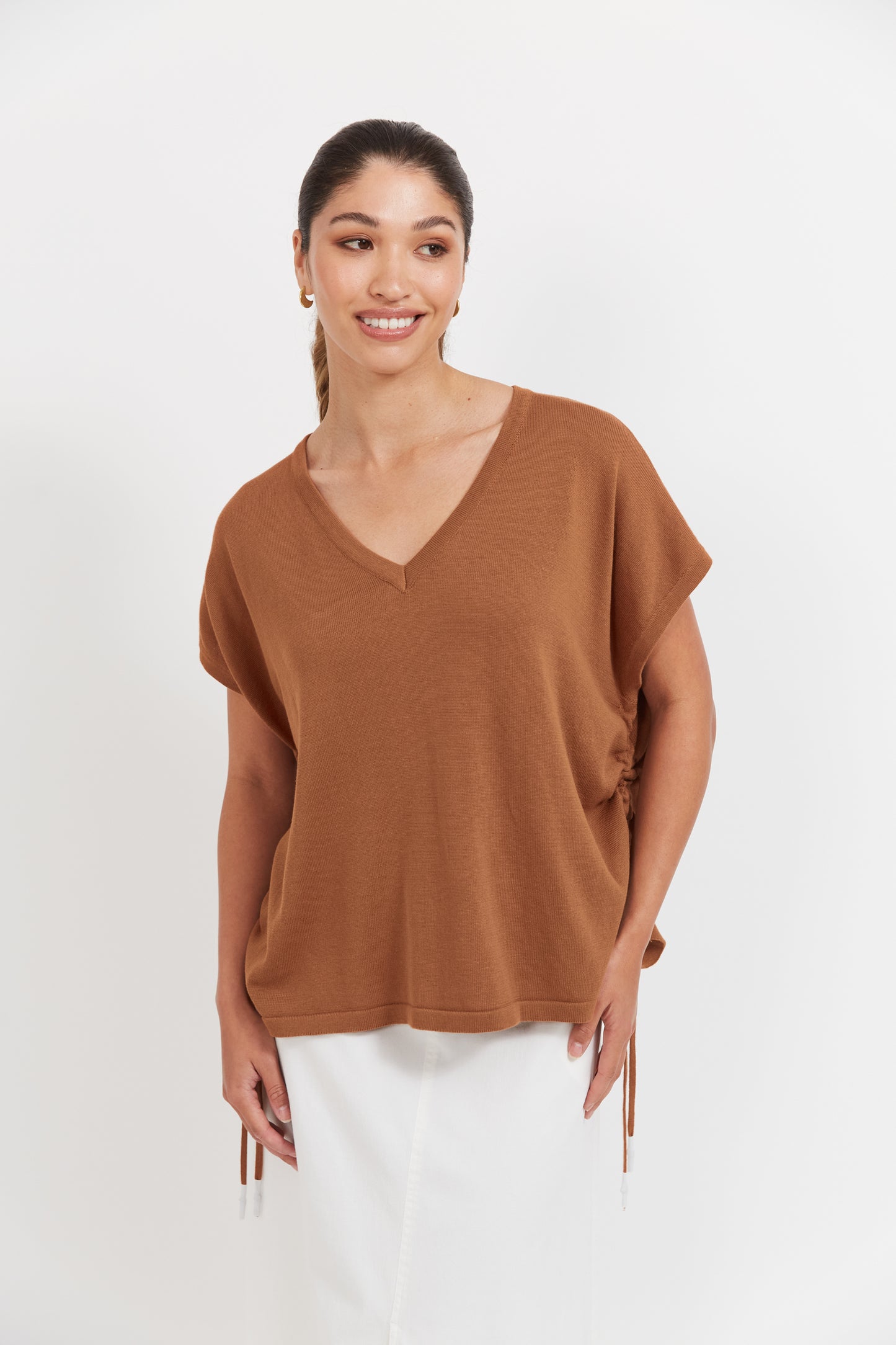 Haiti Tie Knit Top- Tan
