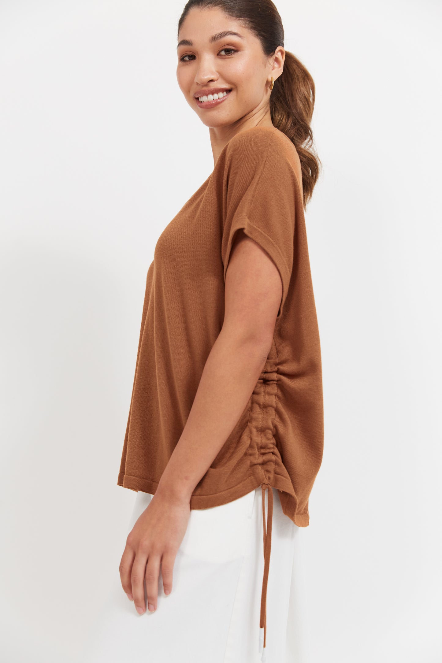 Haiti Tie Knit Top- Tan