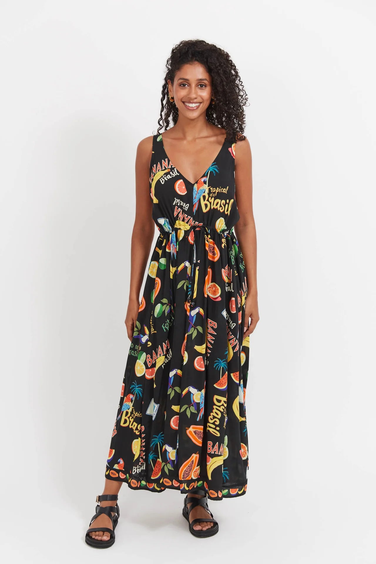 Cabana Tie Dress - Brasil Black