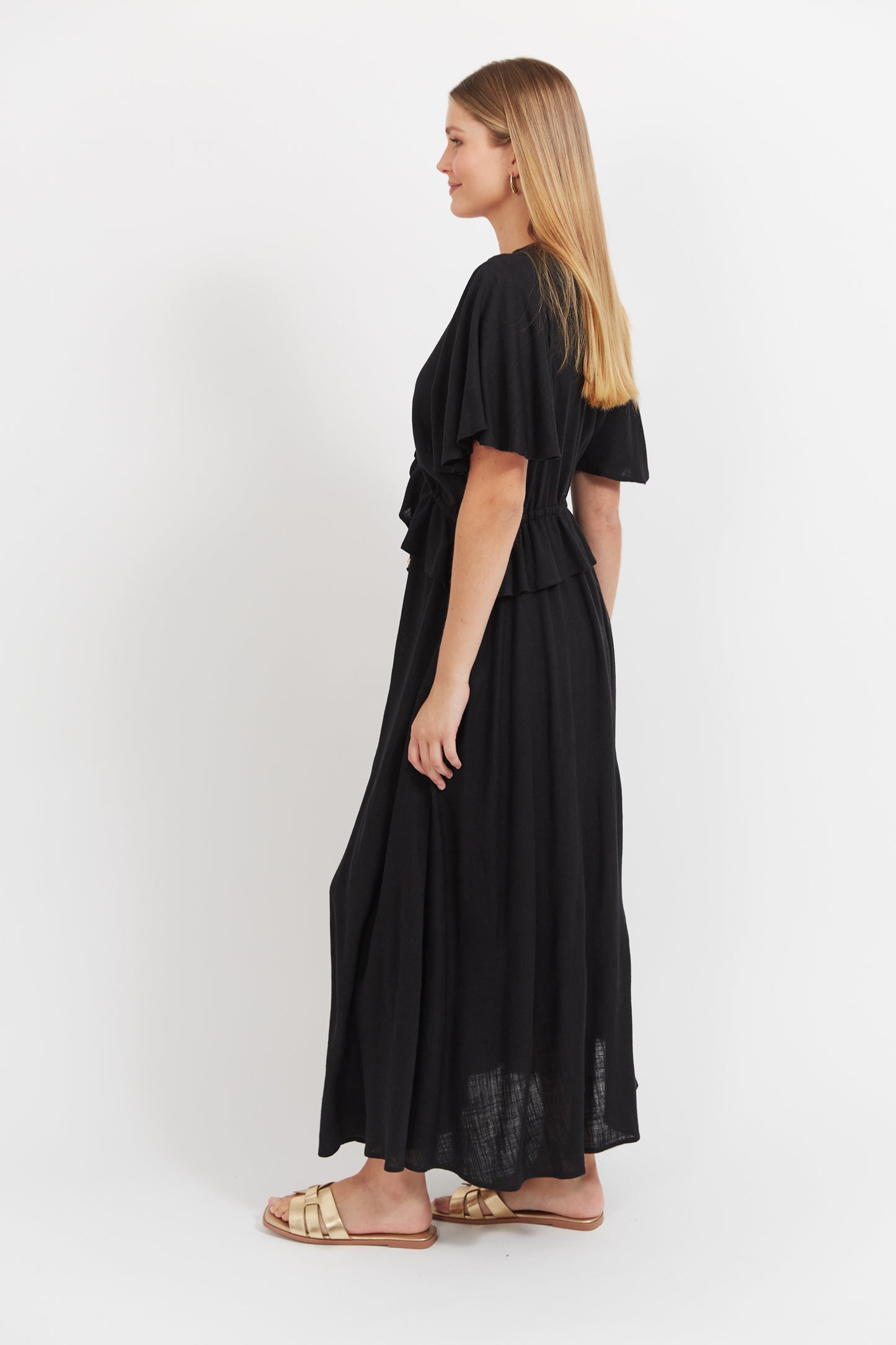 Jardin Frill Maxi Dress- Black