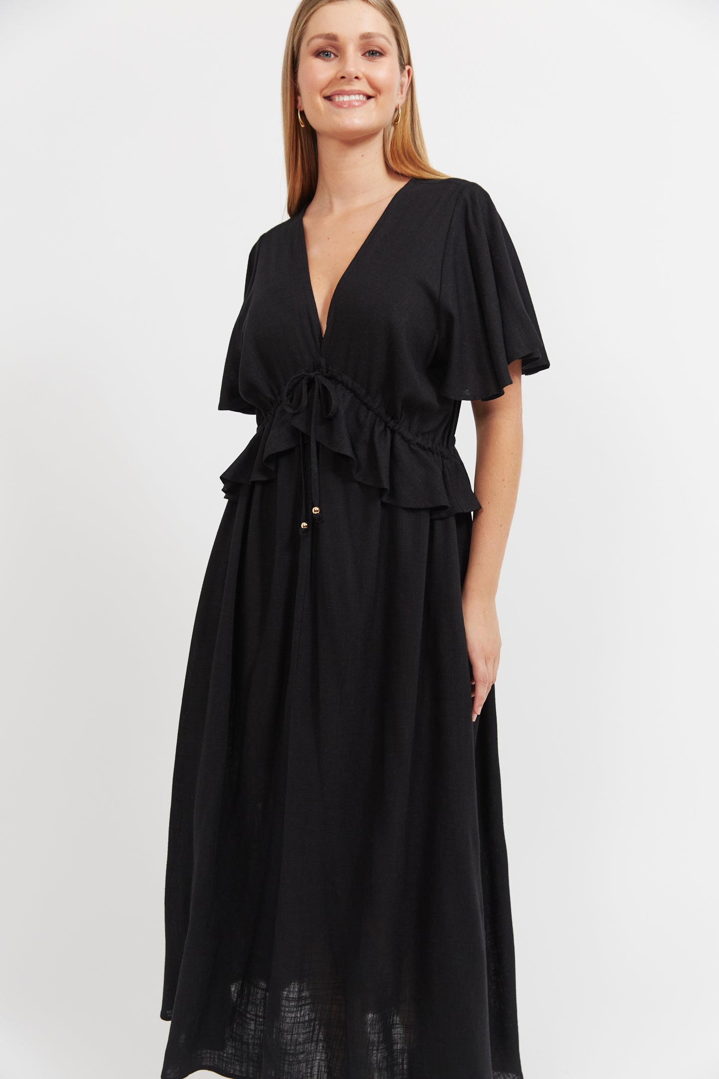 Jardin Frill Maxi Dress- Black